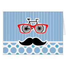 Funny Baby Blue Mustache; Hipster Cards