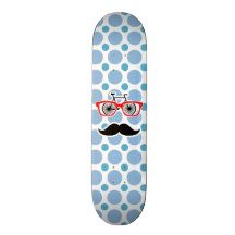 Funny Baby Blue Mustache; Hipster Skateboard Deck