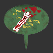 Funny Bacon Valentine's Cake Topper cake picks