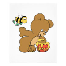 Funny Bear Sneaking Honey Invitation