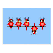 funny birds post card