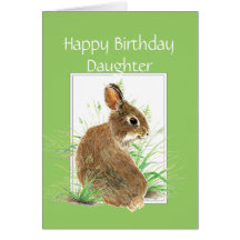 Funny Birthday Daughter, Cute Rabbit, Carrot Cake Card