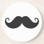 Funny black handlebar moustache trendy hipster beverage coasters