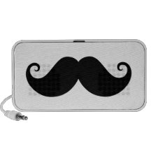 Funny black handlebar moustache trendy hipster travel speaker