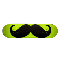 Funny black moustache on green background skateboard decks