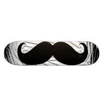 Funny black moustache skate board