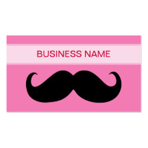Funny Black Mustache and Plain Pink Business Card