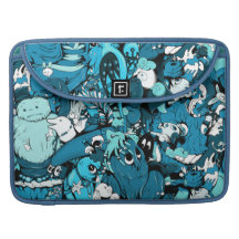 Funny Blue Monsters Cartoon Vector Art MacBook Pro Sleeves