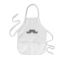 FUNNY BLUE MUSTACHE GLITTER APRON
