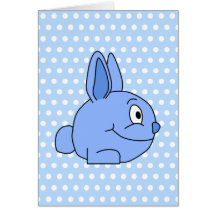 Funny Blue Rabbit Cartoon. Card