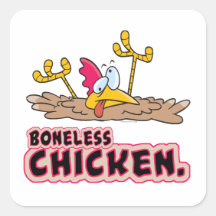 funny boneless chicken cartoon square stickers