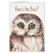 Funny Boss Birthday, Wise Owl Humour Cards