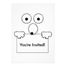 Funny cartoon black and white Invitation