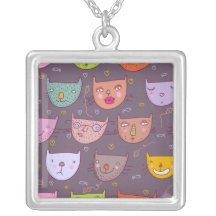 Funny cartoon cats necklace