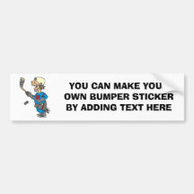 Funny Cartoon Hockey Player T-shirts and Gifts Bumper Sticker