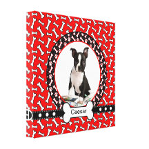 Funny Cartoon Paws Bones Dog Portrait Frame Gallery Wrap Canvas