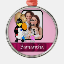 Funny cartoon photo background christmas ornament
