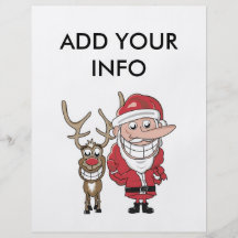 Funny Cartoon Santa and Rudolph Custom Flyer
