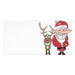 Funny Cartoon Santa and Rudolph Picture Card