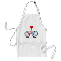 Funny cartoon sheeps, Wedding couple Apron
