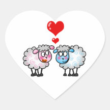 Funny cartoon sheeps, Wedding couple Sticker