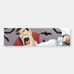Funny Cartoon Vampire with Bats by Al Rio Bumper Sticker