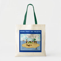 Funny Cartoon Woodturner on Deserted Island Bags