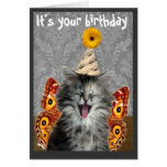 Funny cat birthday card or invitation