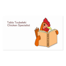 Funny Chicken Reading Book Cartoon Hen Business Card Template