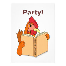 Funny Chicken Reading Book Cartoon Hen Personalised Invitation
