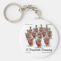 Funny Christmas 12 Drumsticks Drumming Gifts & Tee Keychains