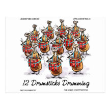 Funny Christmas 12 Drumsticks Drumming Gifts & Tee Postcard