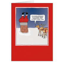Funny Christmas card: Santa Stuck