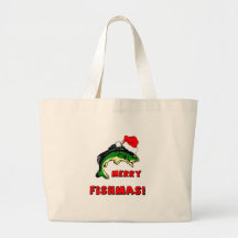 Funny Christmas fishing Canvas Bags