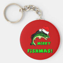 Funny Christmas fishing Keychain