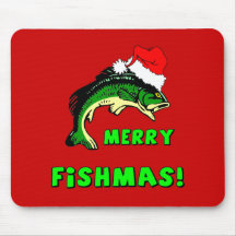 Funny Christmas fishing Mouse Pad