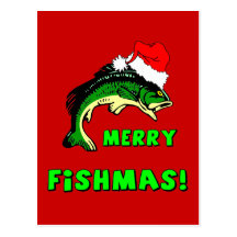 Funny Christmas fishing Postcards
