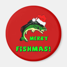 Funny Christmas fishing Refrigerator Magnets