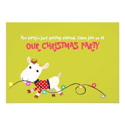Funny Christmas Party Invitation Card (Goat Kid) - Zazzle.com.au