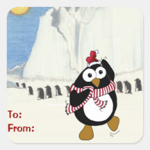 Funny Christmas penguin dancing. Sticker