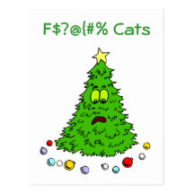 Funny Christmas Tree Jokes Cats Holiday Postcards