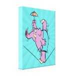 funny circus elephant on tightrope gallery wrapped canvas