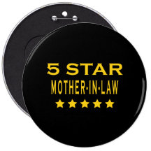 Funny Cool Gifts : Five Star Mother in Law Pinback Buttons