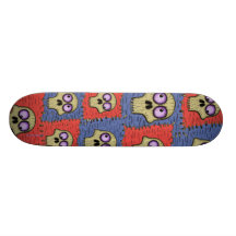 Funny cool skulls on patches cartoon skateboard