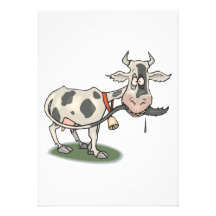 funny cow biting tail invite