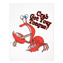 funny crab got your tongue design personalized invitation