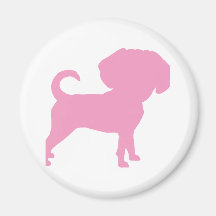 Funny Cute Big Head Puggle Dog (pink) Refrigerator Magnet