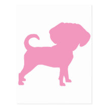 Funny Cute Big Head Puggle Dog (pink) Post Cards