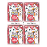 Funny & Cute Cat 4 Valentines Flat Cards Post Cards