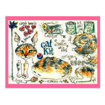 Funny, cute cat kitten postcards